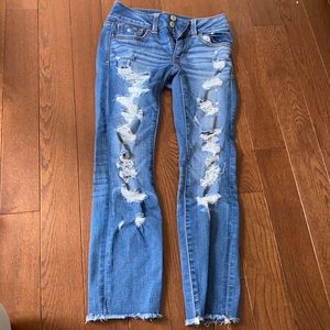 American Eagle Cropped and Ripped Jeans